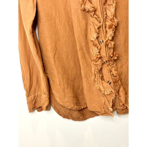 Pilcro Anthropologie Ruffles Linen Blend Shirt Size XS - Small - n76 - Picture 8 of 16